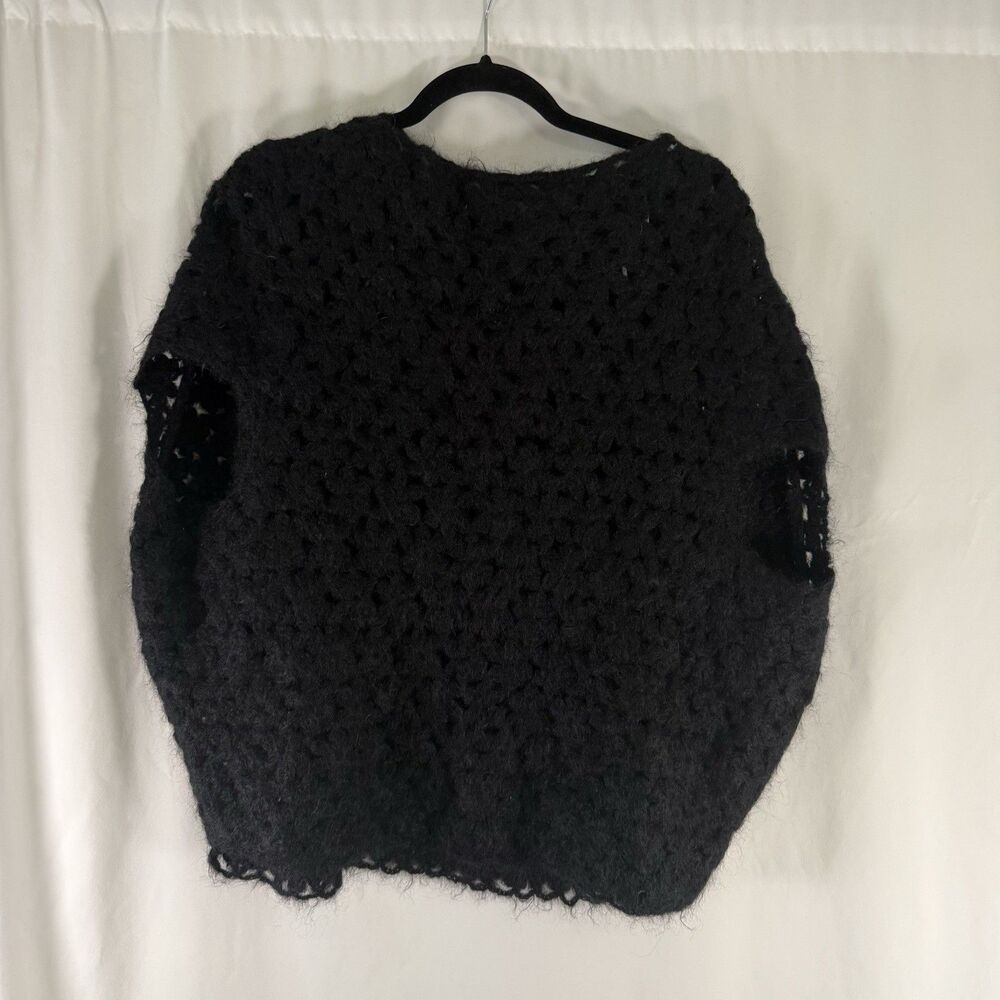 COS Mohair Wool Blend Sweater Women's Small Black Open Knit Pullover